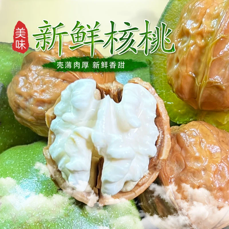 新鲜湿核桃去青皮嫩核桃坚果孕妇剥皮生核桃仁非纸皮核桃1斤