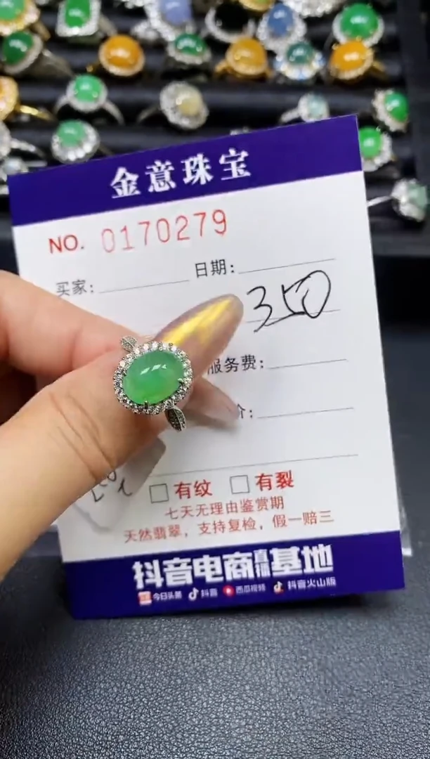 【闪购商品】翡翠戒指银S925镶嵌0279