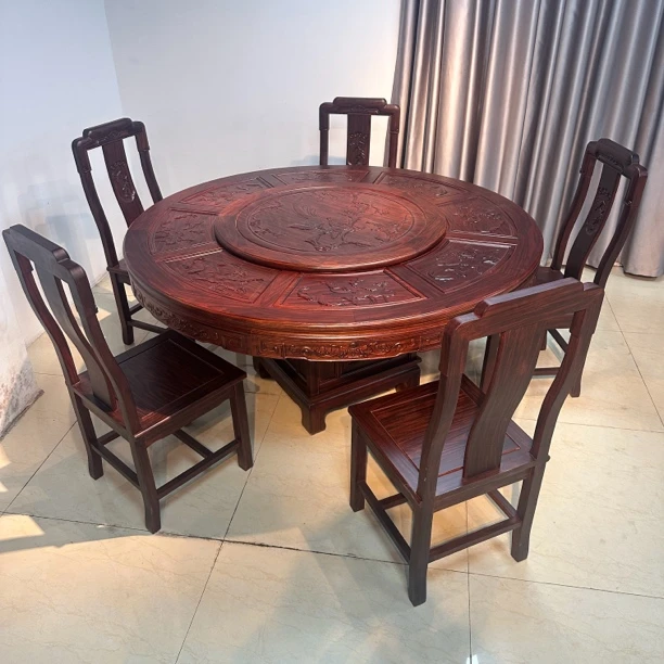 志恒居推荐—福字雕花圆台圆桌餐桌