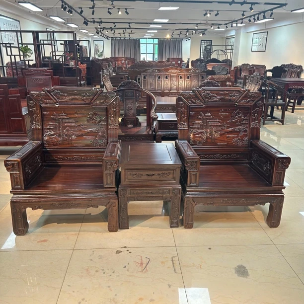 志恒居推荐-豪华山水三件套客厅古典雕花