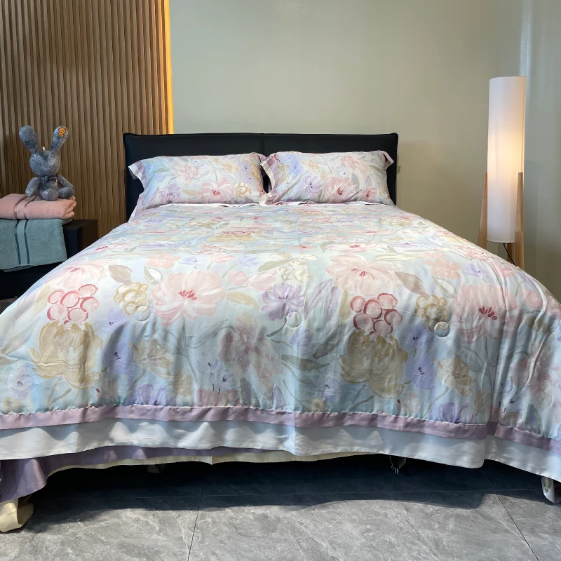 东帝兴面料/超细旦/兰精天丝/杜邦填充/双拼全工艺四季被/多色/