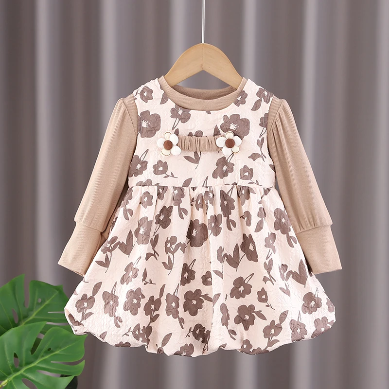女童春装连衣裙套装洋气2024新款儿童公主裙时髦春秋季小女孩裙子