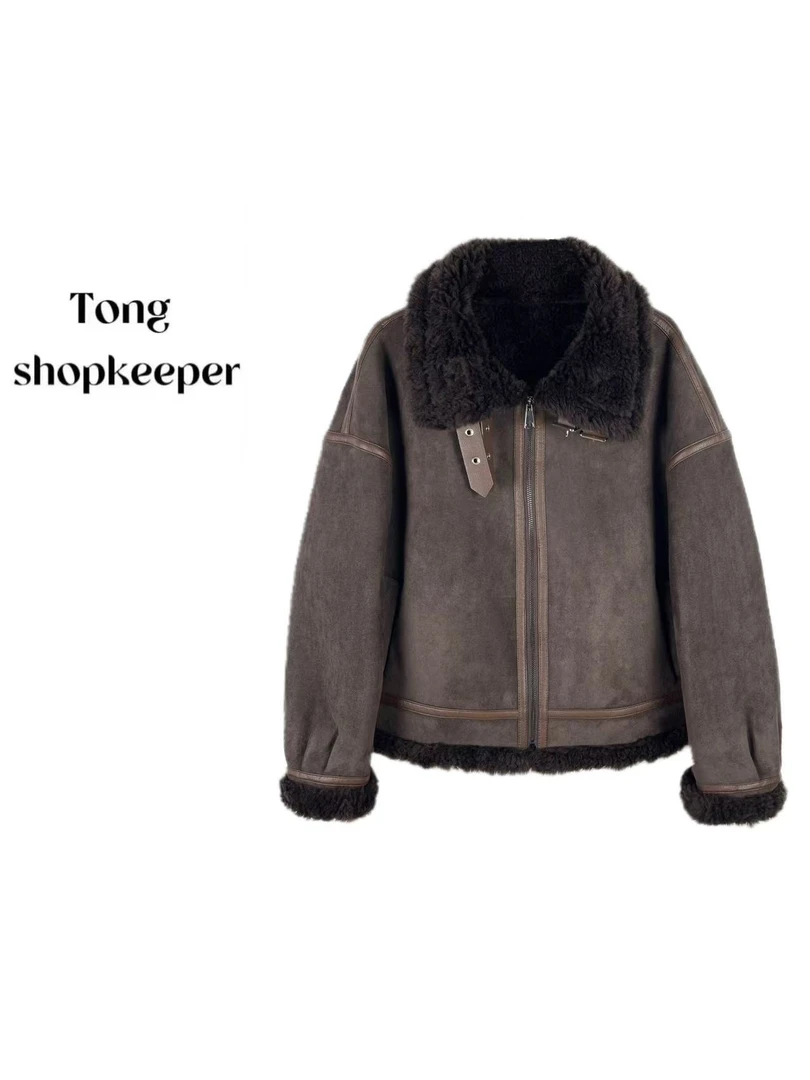 QJ/彤掌柜1681151【红人上新】重磅100绵羊.毛秋冬皮毛一体翻领外套