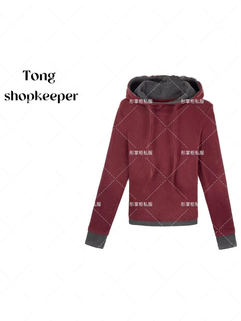 QJ/彤掌柜1681194 冬季24加厚桑蚕丝绵羊毛简约连帽抽绳上衣内搭
