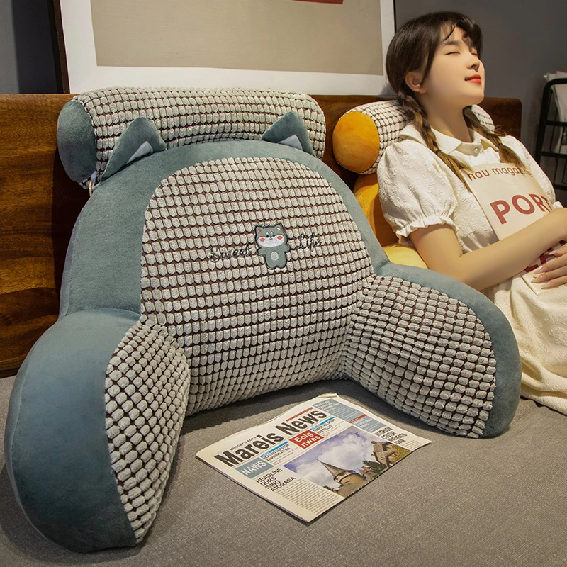 毛绒款床头靠垫软包护腰靠枕大靠背孕妇沙发抱枕宿舍床上看书枕头
