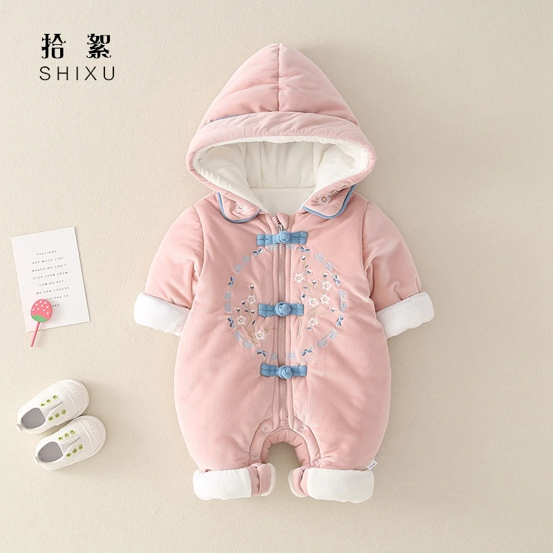 婴儿衣服冬装加厚连体衣棉服女宝宝冬季公主爬服棉衣外套可爱抱衣