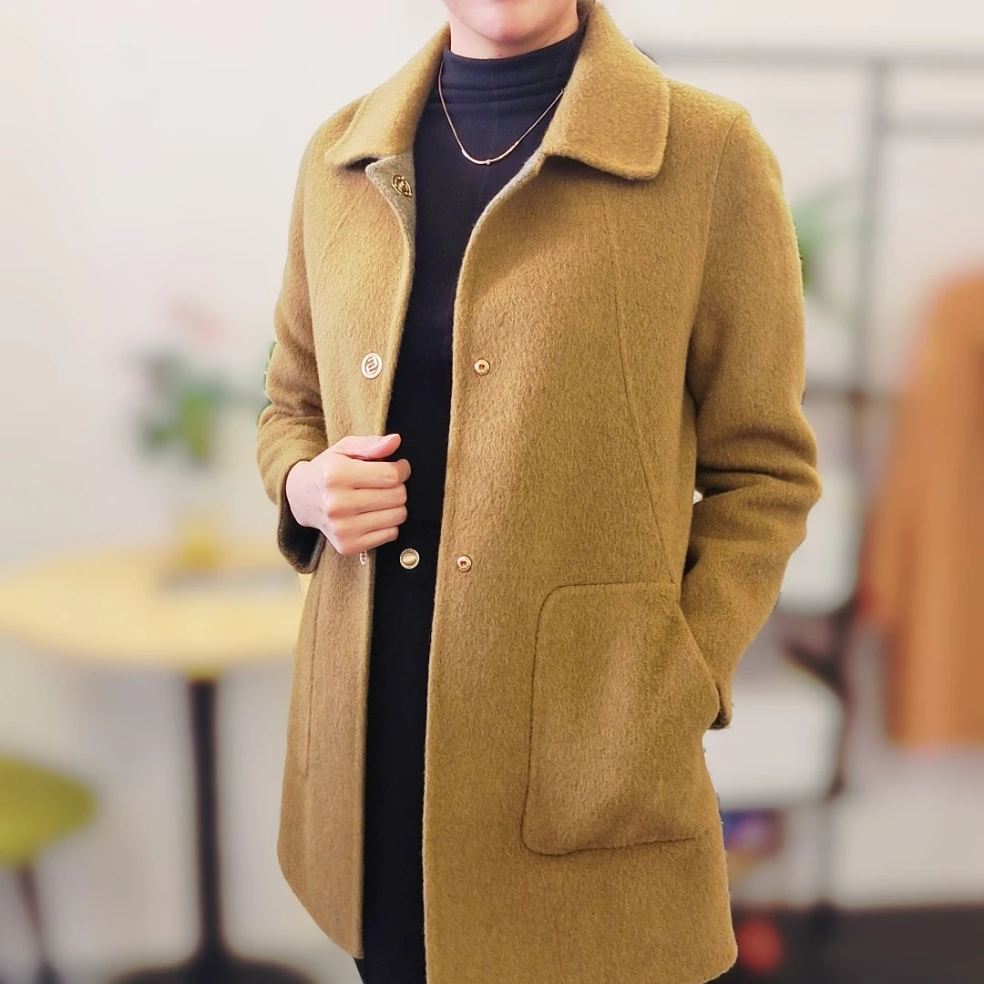 【修身版】2023款赫本风时尚中长款女士 双面全羊毛 大衣 保暖 时尚