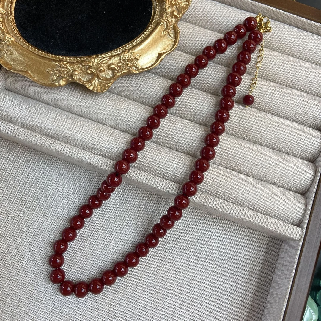非金属仿珍珠项链 【099】安哥拉红串珠项链轻奢百搭贵气显白锁骨链