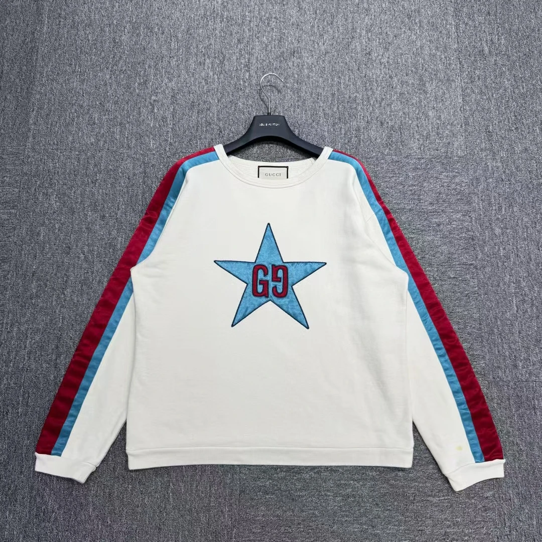 Gucci 五角星logo侧边条纹卫衣/11478 /M码/95新/少洗标