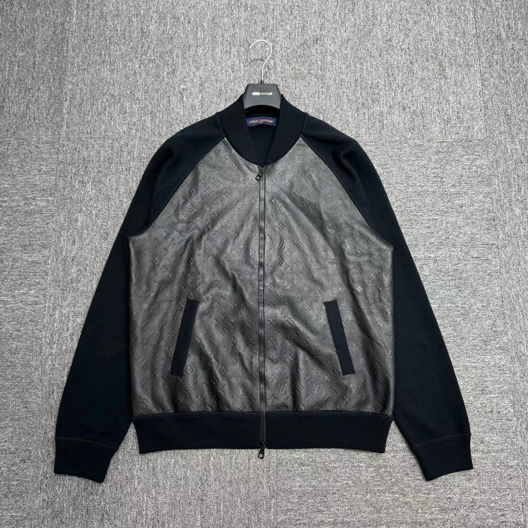 louis vuitton 老花满印logo皮夹克/08347/ xl码/99新