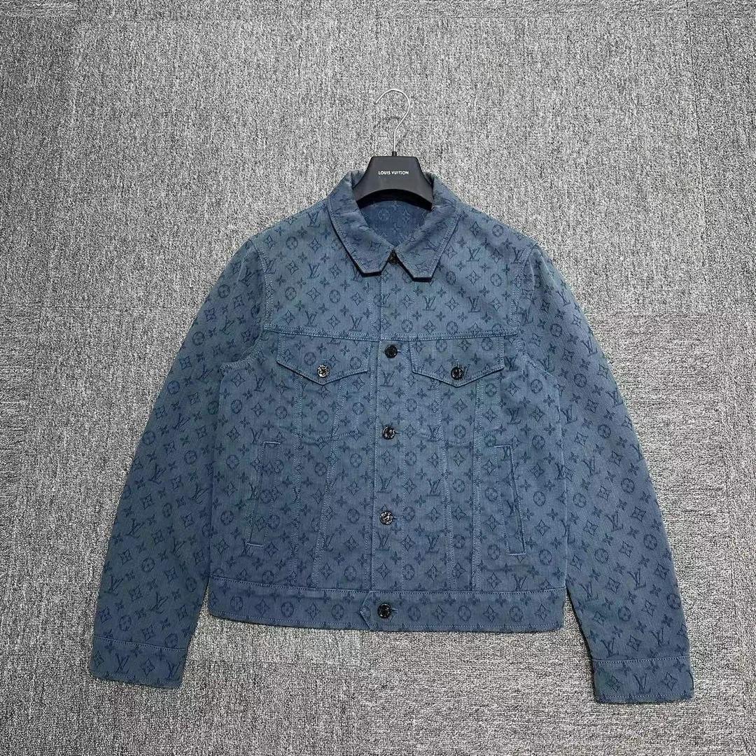 louis vuitton lv 蓝色满印 老花 牛仔夹克/07495/44码/98新