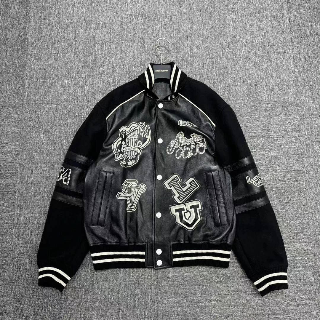 louis vuitton 音乐符号皮衣棒球服/10989/48码/98新/公价47500