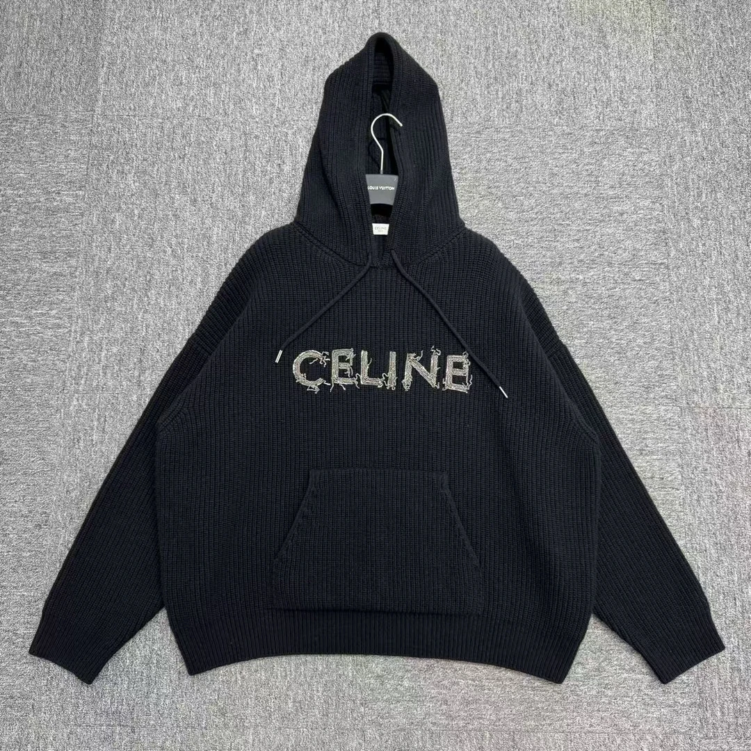 Celine 赛琳 字母链条装饰连帽卫衣/10659/s码/98新公价17500