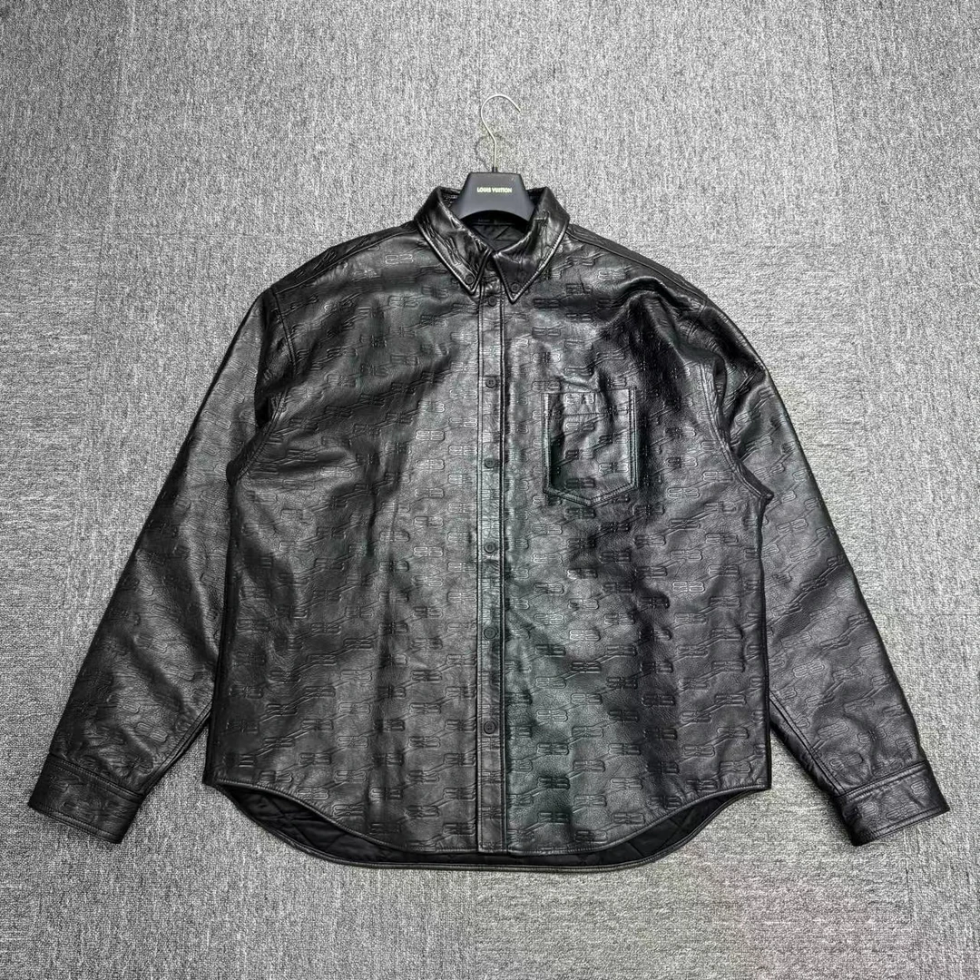 Balenciaga BB压纹Logo 牛皮外套/08451/48码/全新带吊/公价31077