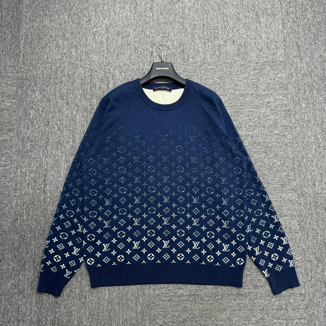 louis vuitton lv 蓝色渐变针织满印长袖/10976/xl码/98新