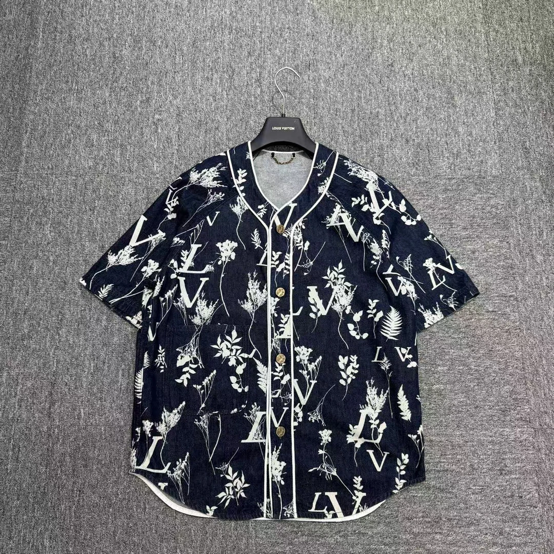 louis vuitton lv 麦穗老花满印牛仔短袖/s码/99新/11399
