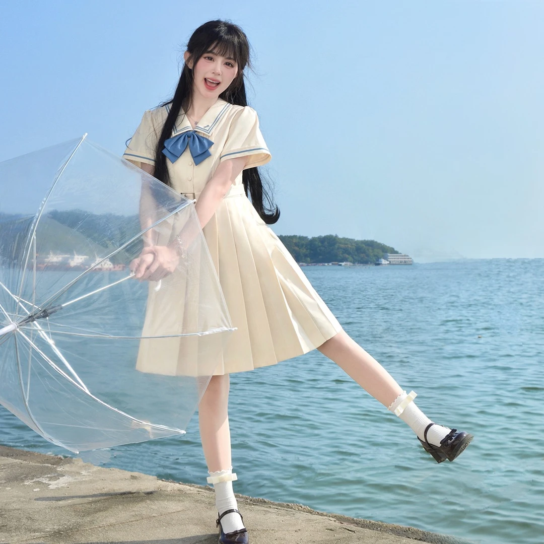 樱花家族jk连衣裙【小月町】甜美学院风制服中长款百褶裙短袖女