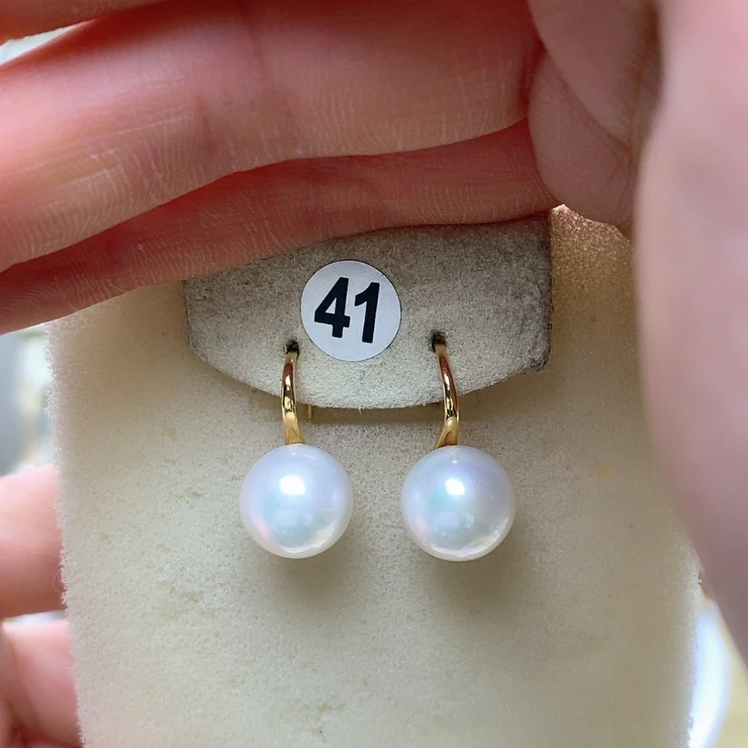 【闪购商品】淡水珍珠耳饰银S925镀金镶嵌