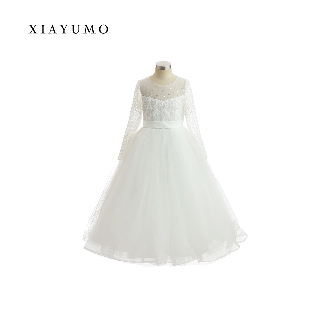 白色长袖礼服AB92长袖上衣女童新款上新暂用浮力链接外套