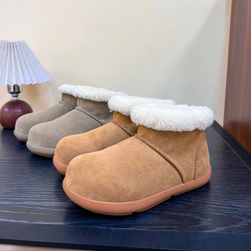 【高帮小土豆】大地瓜 韩系卷毛穆勒高帮小土豆 皮毛一体雪地靴