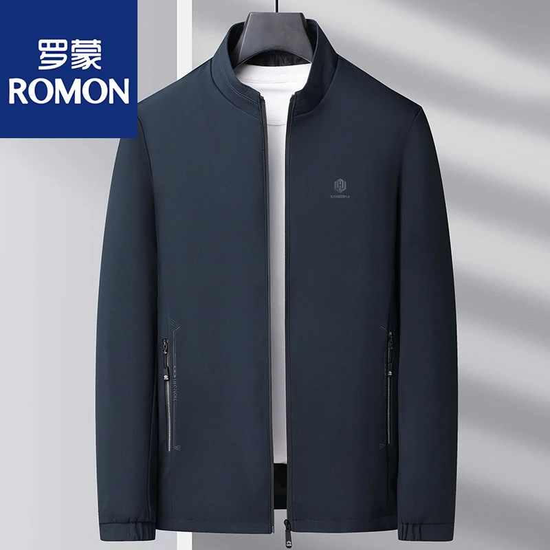 Romon/罗蒙爸爸装春秋季中老年男士立领拉链商务休闲夹克衫外套
