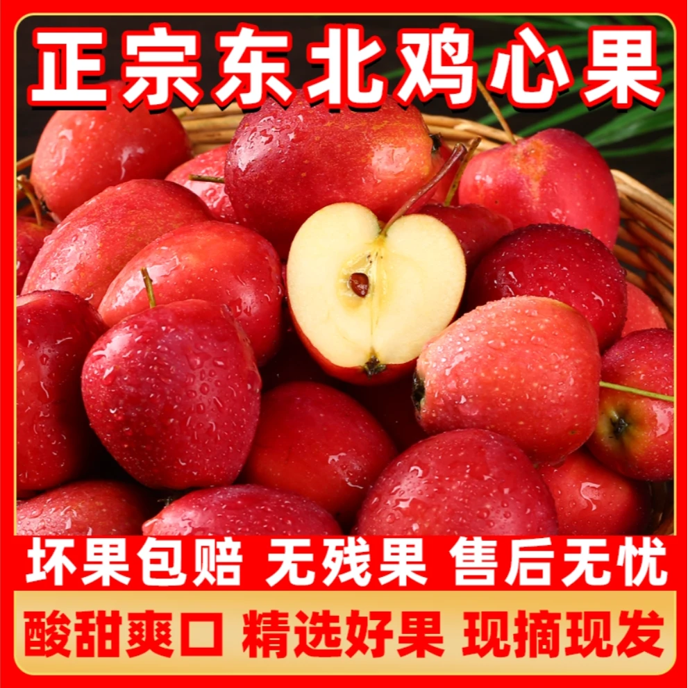 东北鸡心果正宗锦绣海棠果脆甜多汁现摘背景音乐现发新鲜水果
