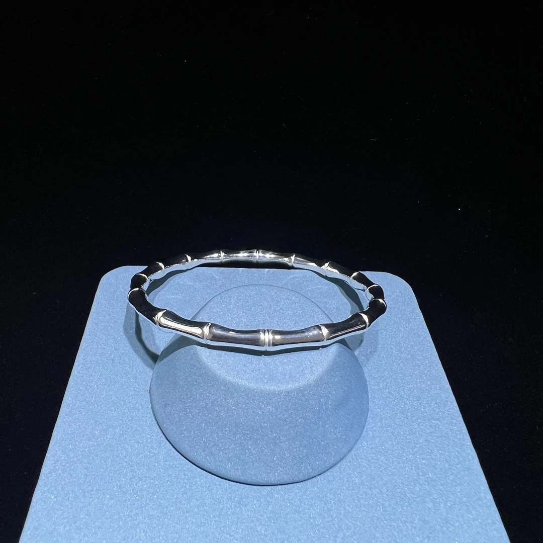 足银手镯 7度银饰竹节轻奢百搭素圈个性实心亮面款手镯