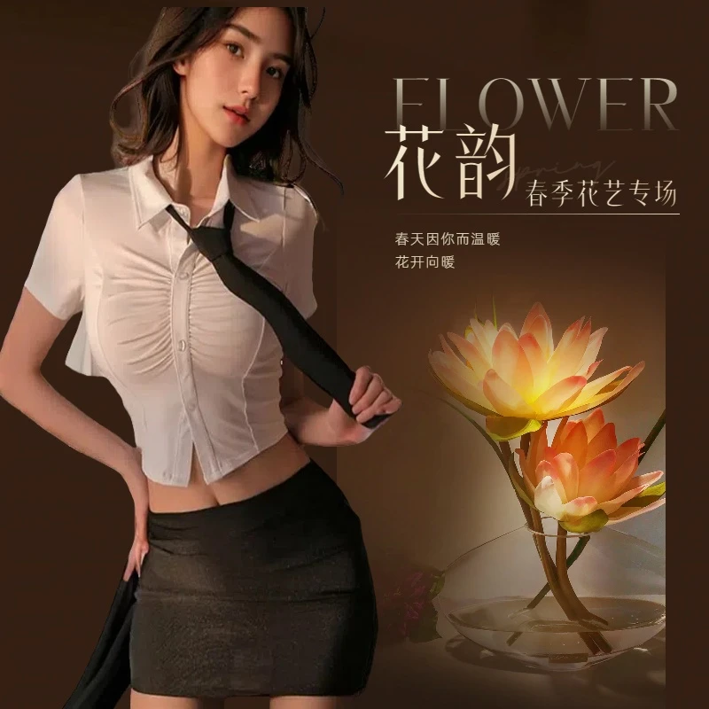 性感白色镂空链条纯情学院风情超辣服套装睡裙女款爆款2025新款