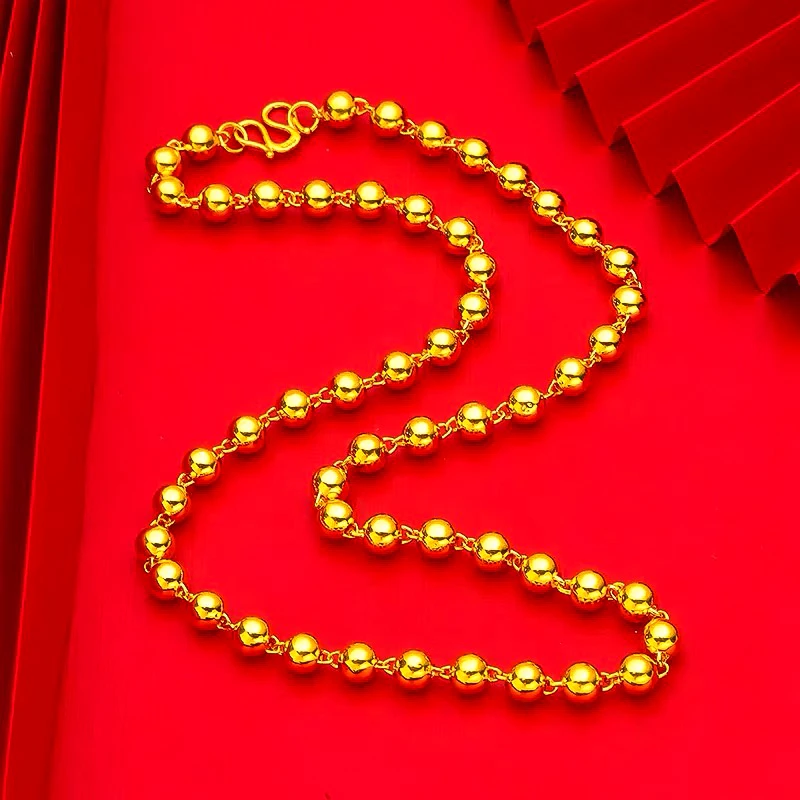 合金项链 金色圆珠项链 实心光珠 气质百搭 时尚光面素款 YZ004