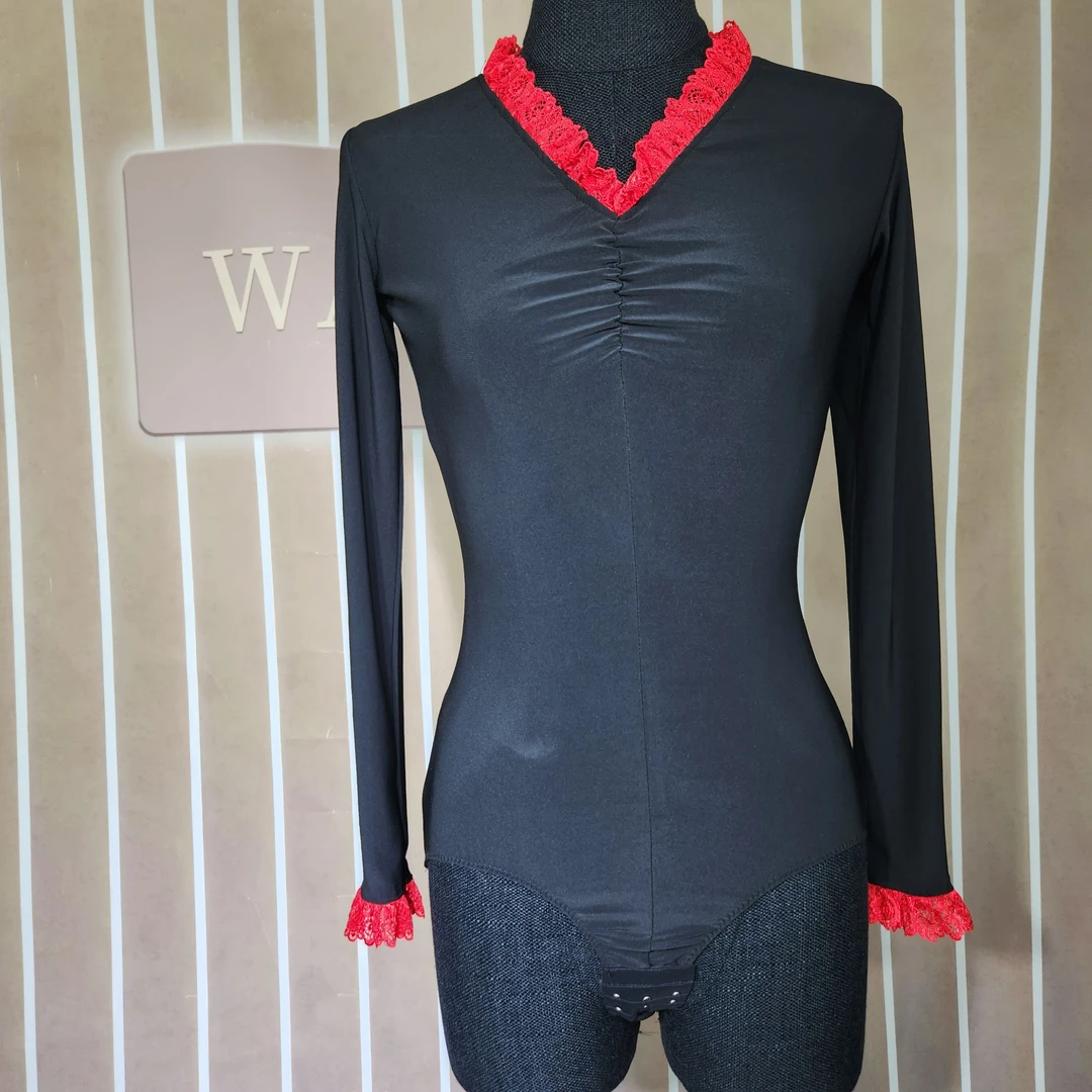 海云丹斯②新款摩登舞交谊舞蕾丝花边上衣HY2023077