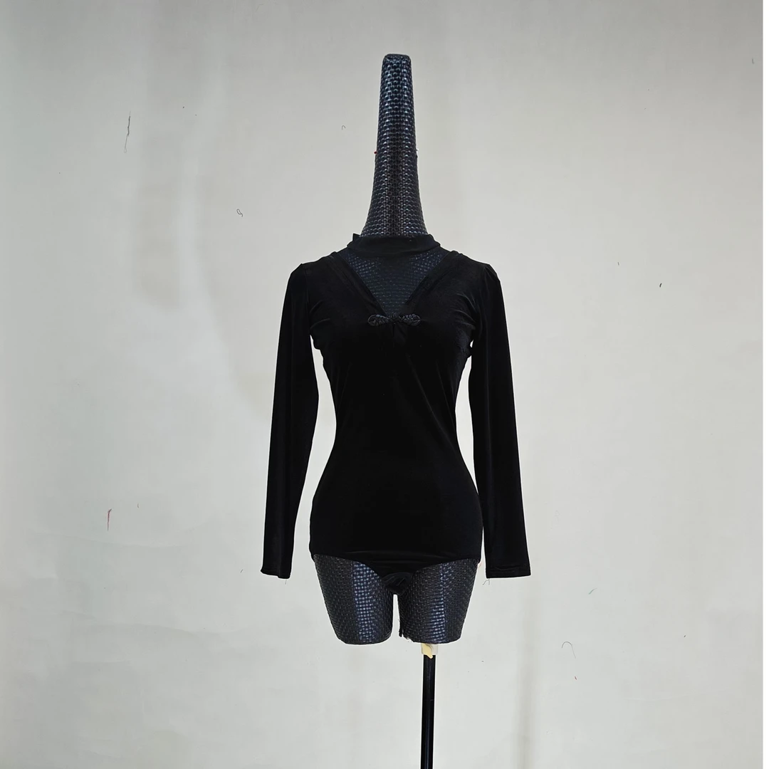 海云丹斯②新款交谊舞摩登舞秋冬季新款韩国绒中式盘扣上衣HYS021