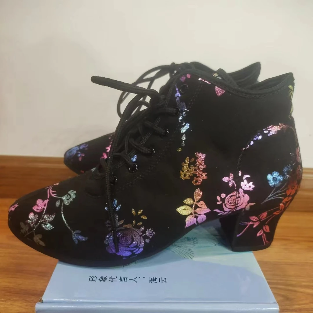 海云丹斯①1933四季款中帮时尚休闲女款系带广场舞交谊舞舞靴子