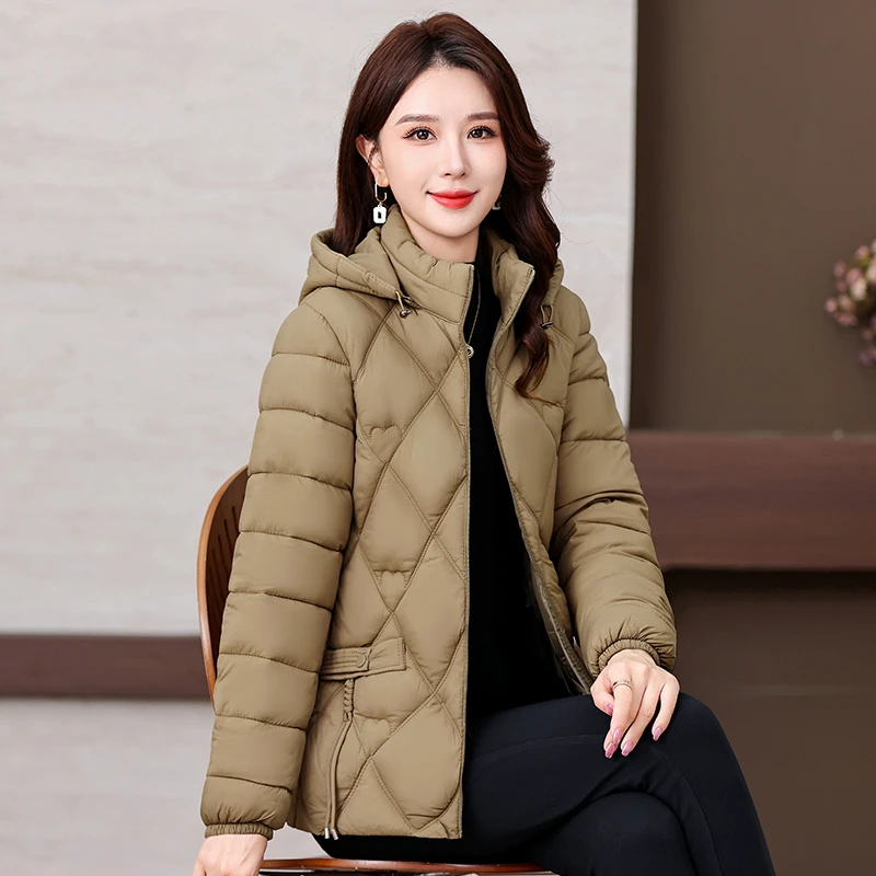 苏杭妈妈保暖棉袄时尚女士连帽秋冬立领冬季中老年9865