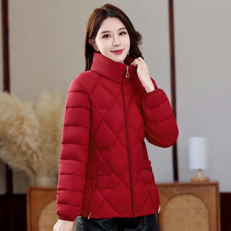 棉服女秋冬保暖防风大口袋百搭小棉袄时尚冬季立领中老年9863-1