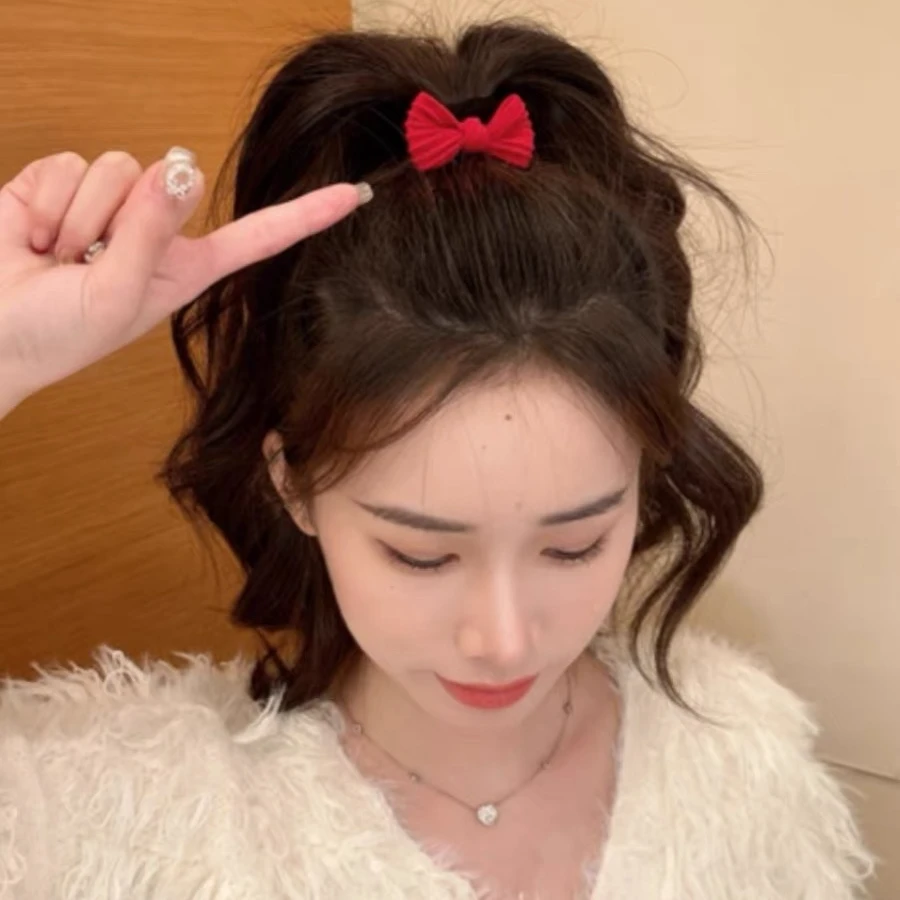 新年红色蝴蝶结头绳皮筋女扎头2025过年喜庆发圈儿童发绳女童头饰