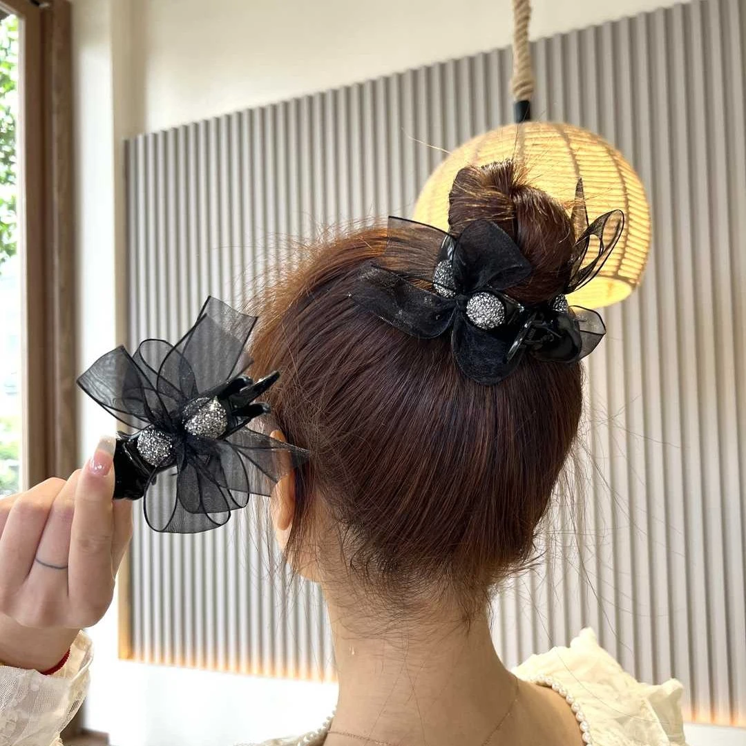亚克力发饰 马尾发夹女生后脑勺韩式蝴蝶结抓夹丸子头大号ins夹子