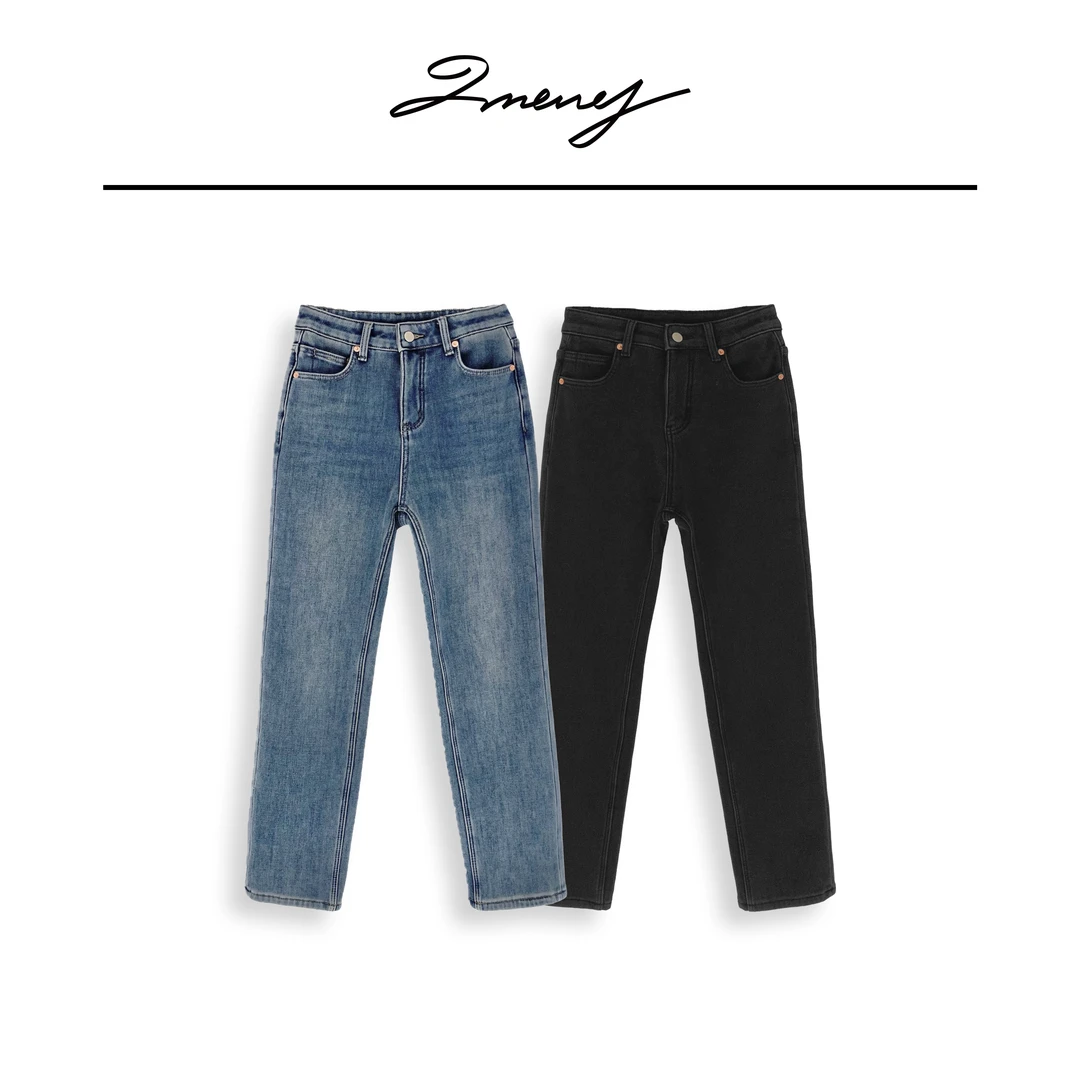 LMENY腿精牛仔！四面弹复合加厚加绒窄版显瘦直筒阔腿裤24DK017