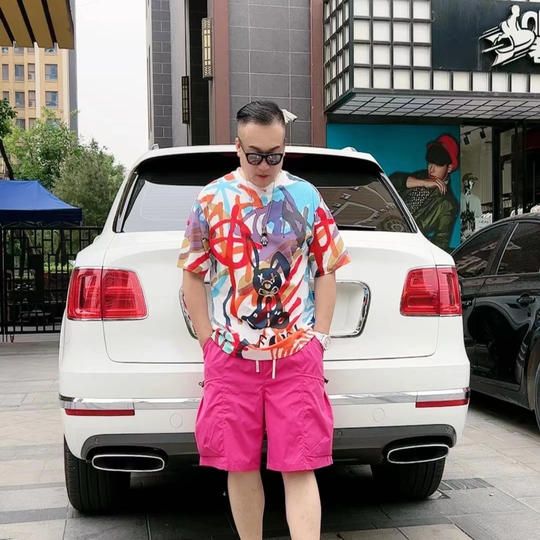 老男孩情侣春夏印花T恤满印个性涂鸦兔子时尚休闲男士短袖1010