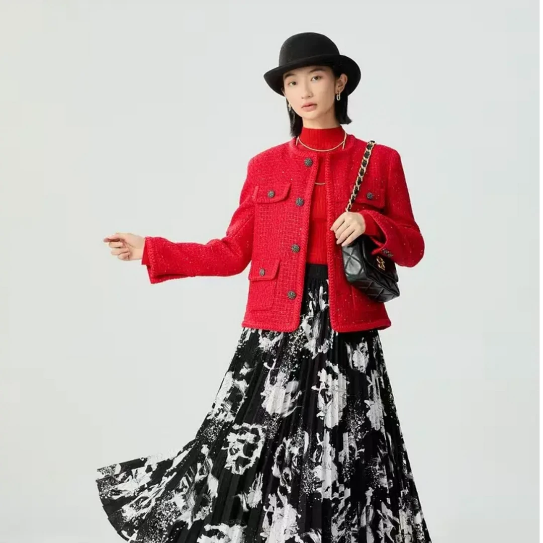 GIRDEAR/哥弟 百搭半高领竖坑条纯色套头绵羊毛针织衫上衣1399770