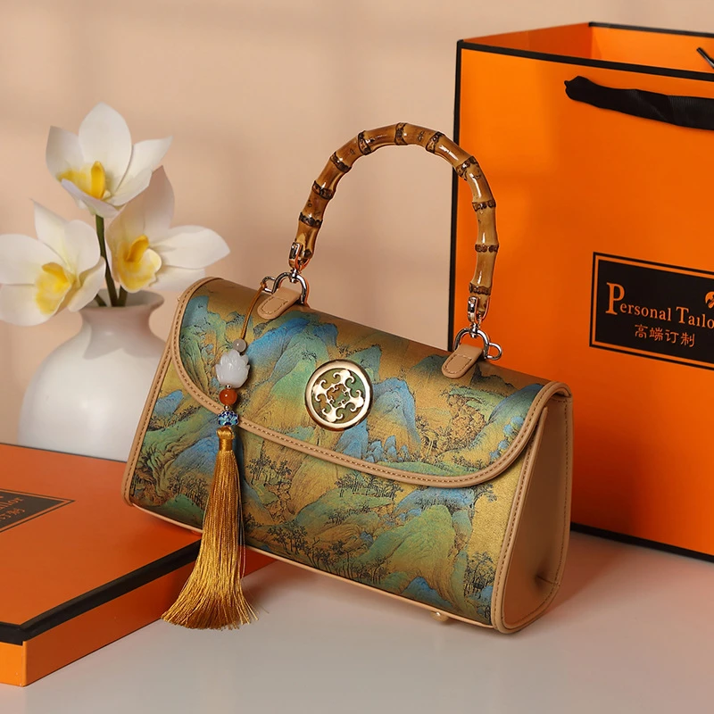 2024新款国风手提包包女高级感妈妈包轻奢大气大容量单肩斜挎包