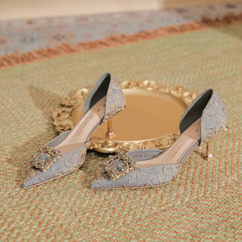 2023爆款百搭洋气上档次轻奢单鞋高跟鞋法式小众夏季小众高跟鞋