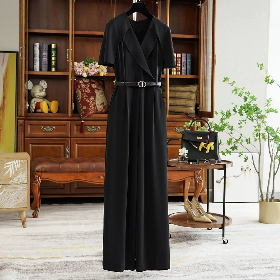 利落生风~show出大女主姿态!披肩袖西装阔腿连体裤长夏