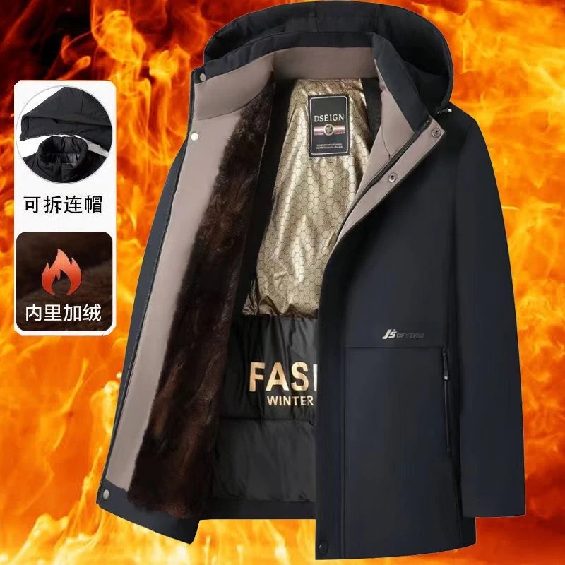 【活里活面可脱卸】高档海宁派克服冬季高档爸爸装加绒加厚保暖外套