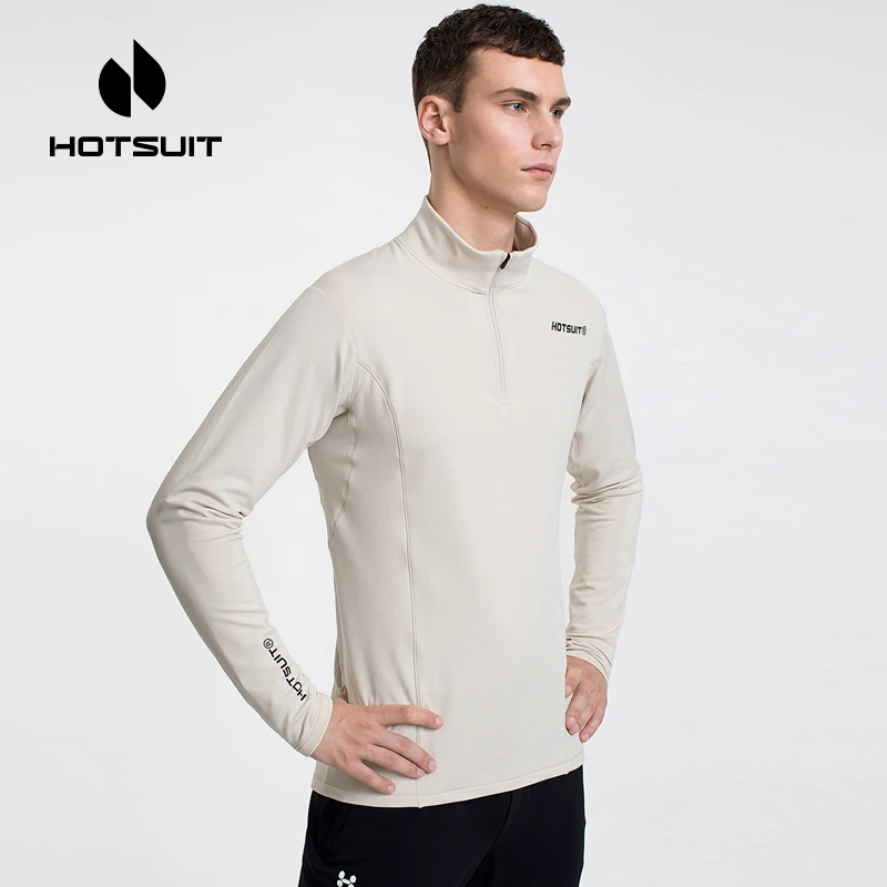 【功能长袖T恤(格粒绒)】运动户外休闲透气立领男士春秋薄款运动