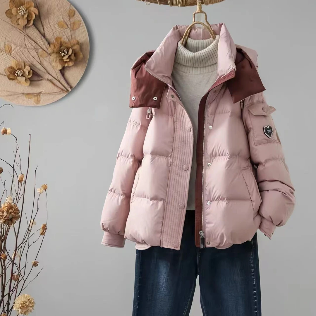 《老板娘专属》短款棉服女2025新款韩系连帽宽松小个子面包服厚外套