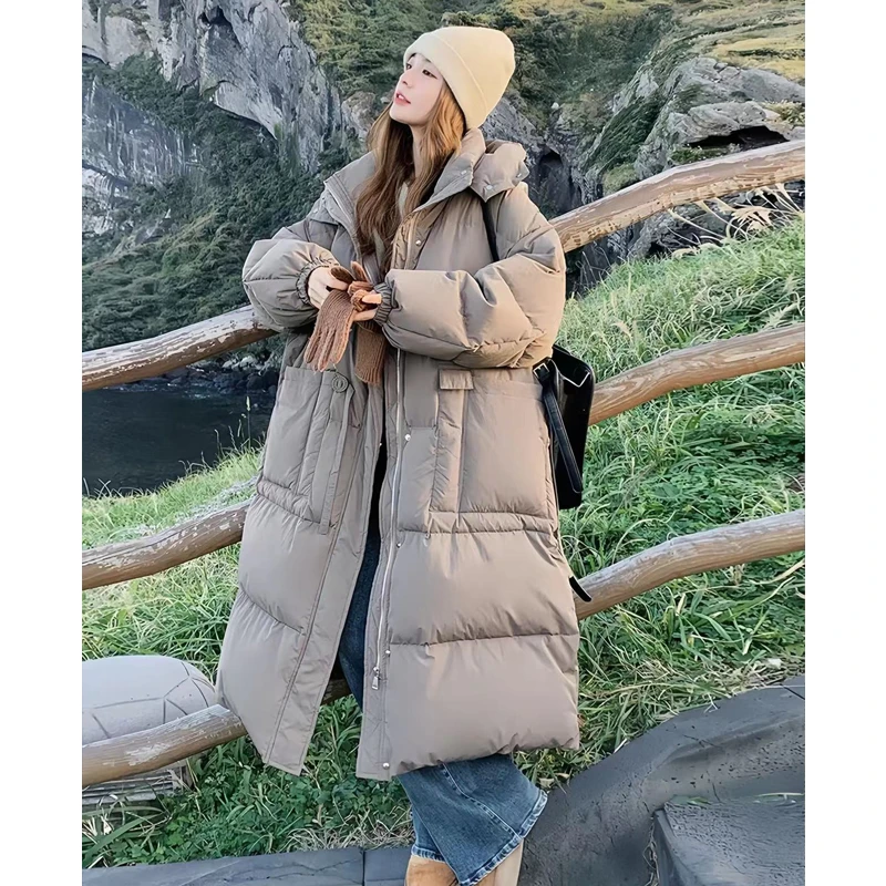 加厚保暖长款棉服女2025冬季新款过膝高级感超好看棉衣外套潮