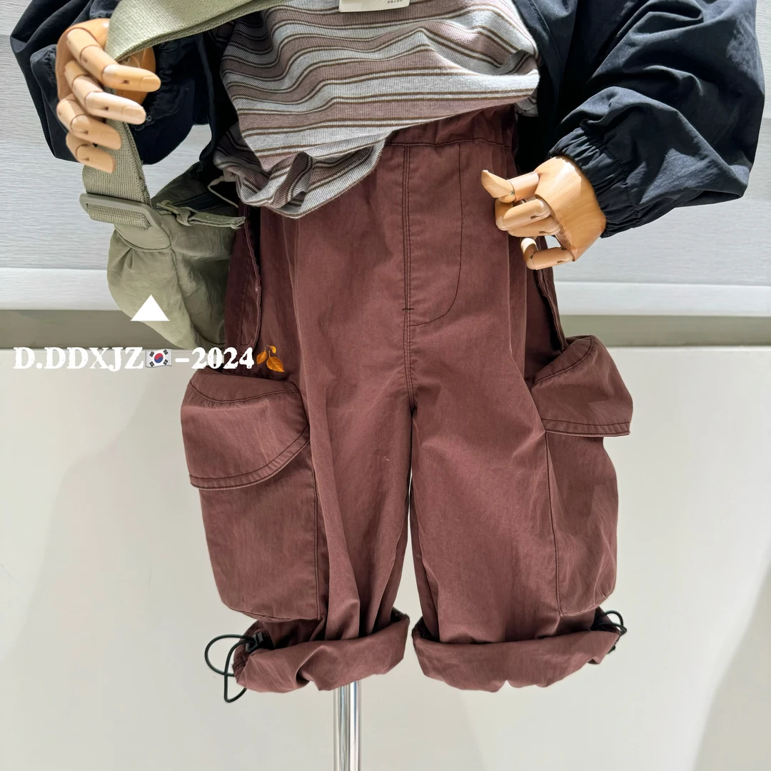 【大口袋工装】2024秋款滚滚家原创儿童韩版脚口抽绳长裤 5022