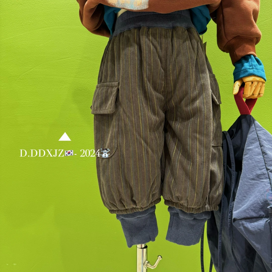 【双十一收官上新】滚滚家原创儿童韩版深色冬款条纹棉裤 75020