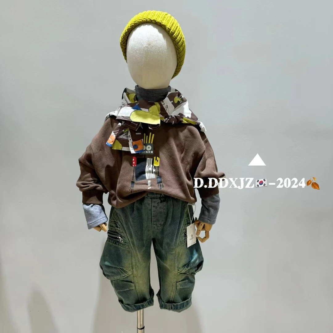 【9.25新款】秋款 滚滚家 原创 儿童 韩系 纯色印机器人卫衣 1080