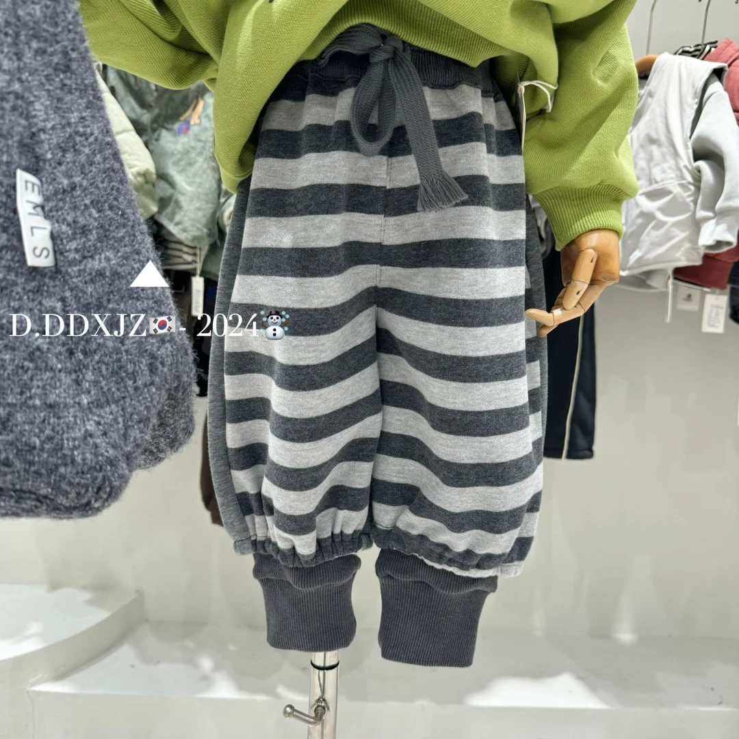 【冬款日常上新】滚滚家品牌原创百搭儿童韩版条纹加绒裤 75026